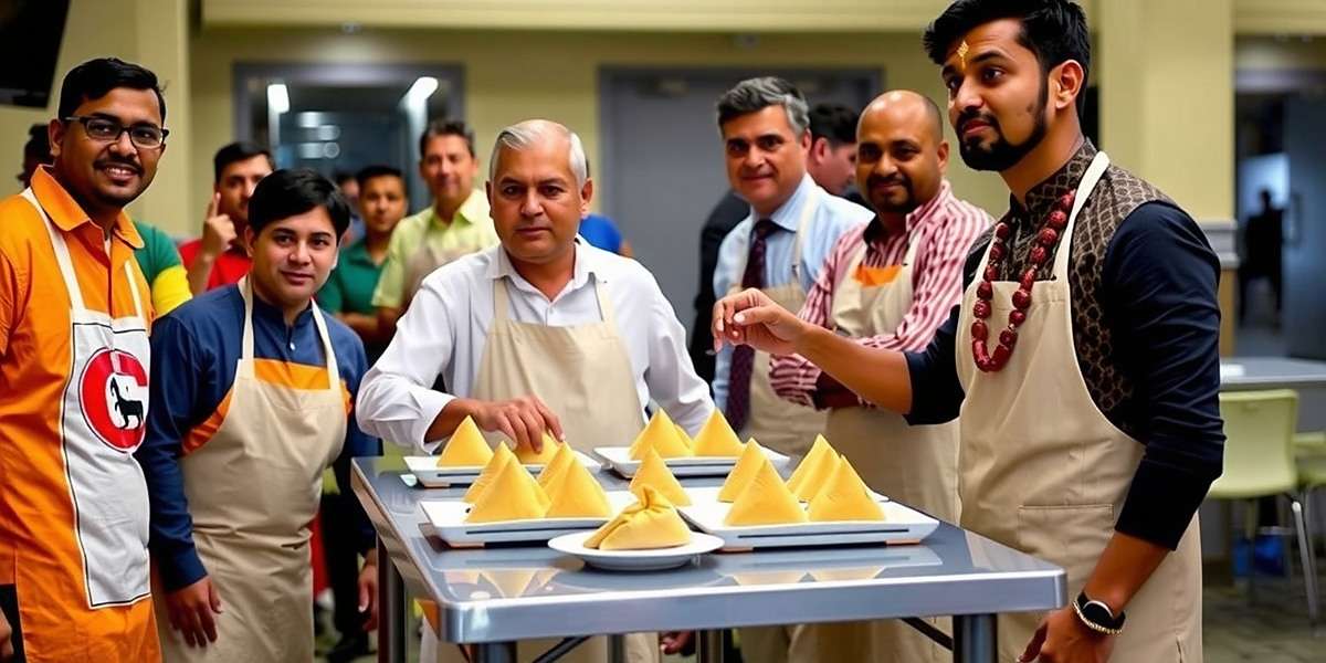 Samosas Showdown Community Event Samosas Showdown community event with players dressed in traditional Indian clothes, participating in a real-life samosa making competition