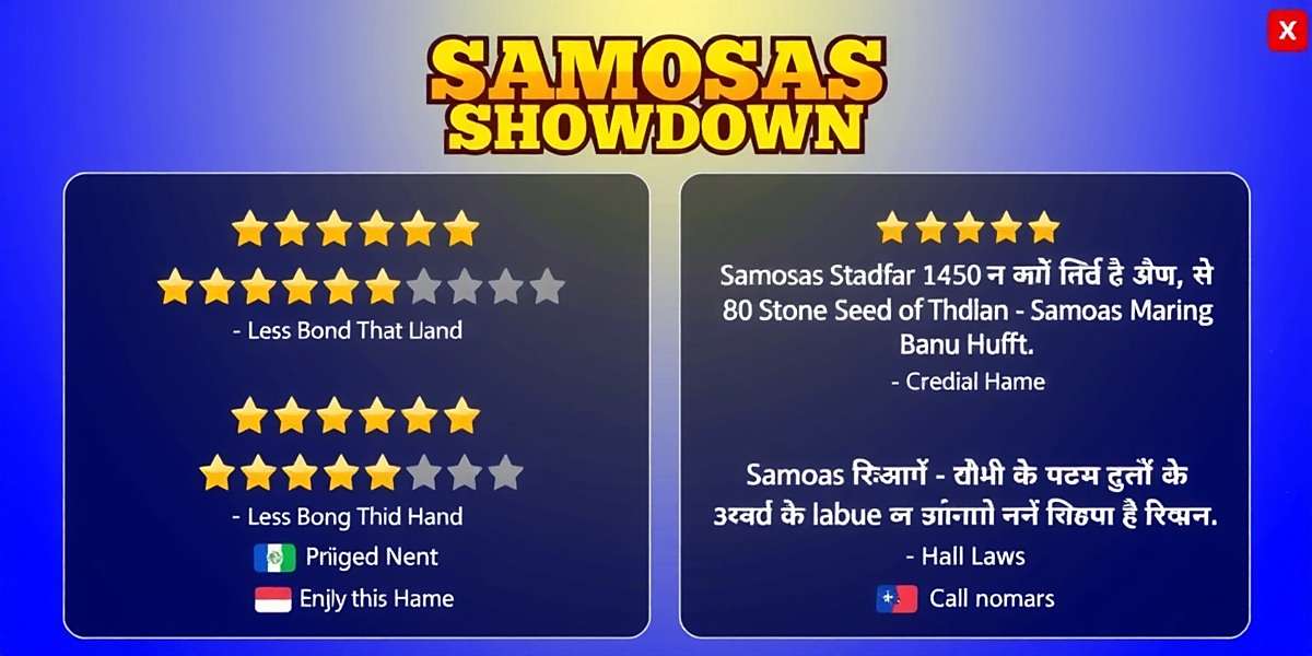 Samosas Showdown Player Reviews Samosas Showdown player reviews showing high ratings and positive comments in various Indian languages